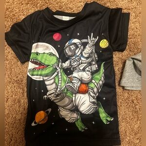 3 for $15! Boys 3t kids black shirt Space Adventure Dinosaur Kids T-Shirt 3t